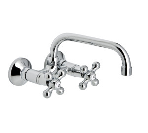 Grifo de cocina mural 11 cm caño tubo alto 18 cm  Cromado New Regent